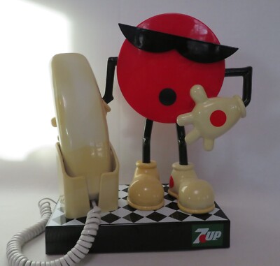 7up Cool Spot Novelty Telephone Touch tone phone, works Antique telephone