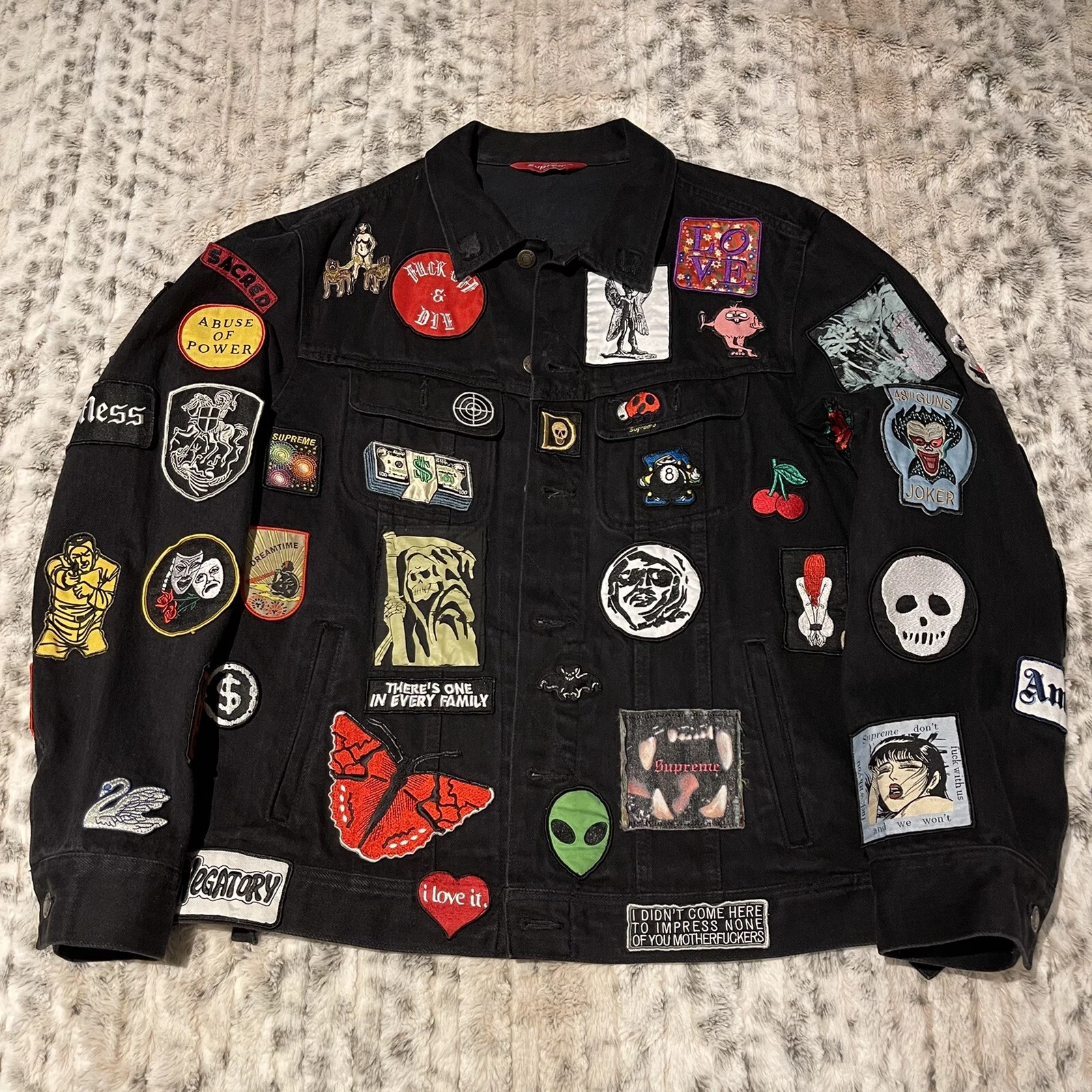 Supreme Patches Giacca Denim Nera Grande (Rara)