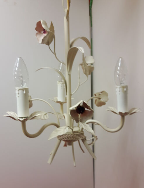florale Metall Deckenlampe Lüster 3 Flammig
