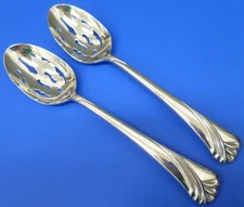 2 Lenox KELLY Glossy 18/8 Stainless Japan Flatware 8 7/8" PIERCED SERVING SPOONS