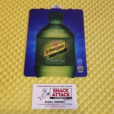 DIXIE NARCO 501E & 276E HVV SODA MACHINE "SCHWEPPES" 20oz BOTTLE VEND LABEL