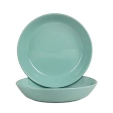Double Line 9.5 Inch/36oz Dinner Bowls 2-Pack Seafoam Green
