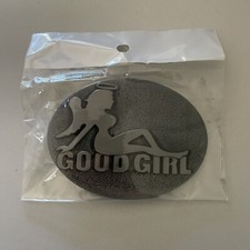good girl - mudflap girl silhouette W/ halo  angle wings novelty belt buckle