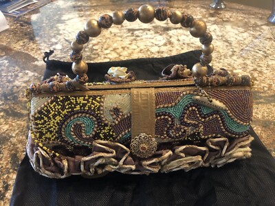 NEW WITHOUT TAGS (purse #2206): MARY FRANCES Beaded Handbag, Clutch Style w-Bead