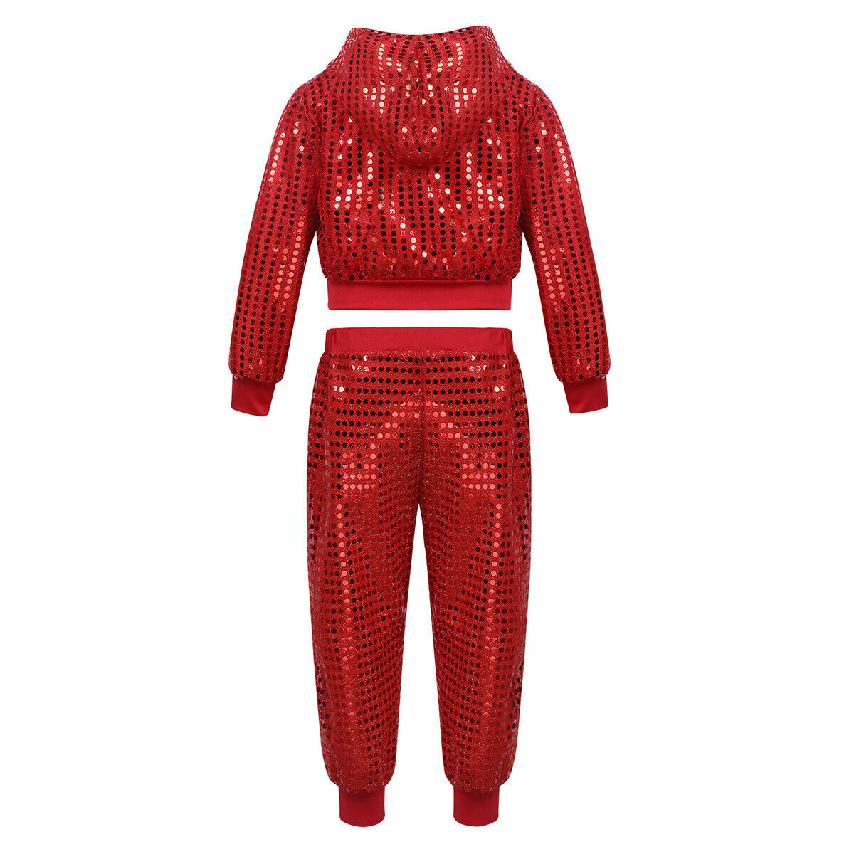 Kids Boys Girls Sequins Hooded Top Jacket Pants Dance Outfit ...