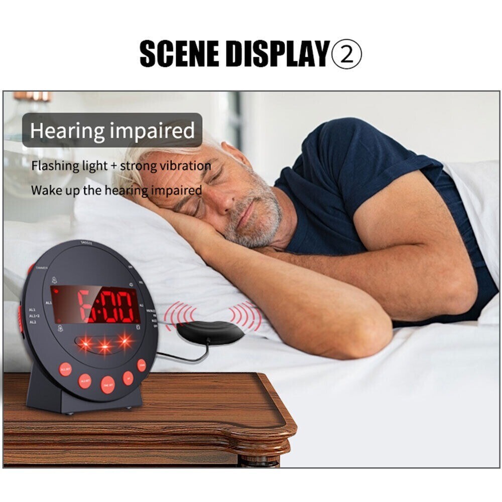 LED Vibrating Alarm Clocks Powerful Vibration Clocks Heavy Sleepers Deaf eBay
