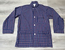 Vintage Christian Dior Sleepwear Pyjama Shirt Mens Plaid Blue  Red Size Medium