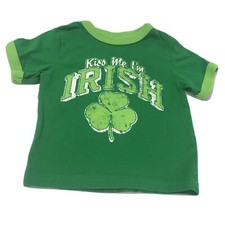 Children's Place Green Kiss Me I'm Irish T-shirt Toddler Size 12-18 Months
