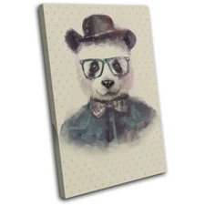 `Hipster Watercolour Panda Cool Animals SINGLE CANVAS WALL ART Picture Print