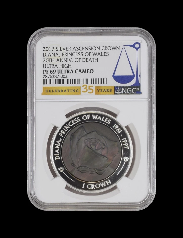 ASCENSION ISLAND. 2017, Crown, Silver - NGC PF69 - Top Pop 🥇 Princess Diana - Image 2 of 4
