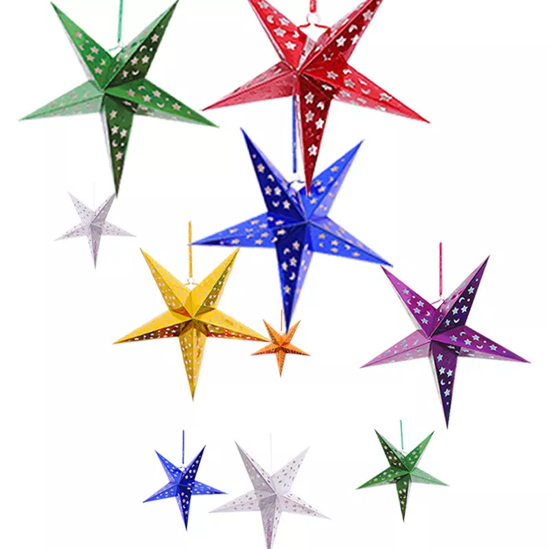 YEPSIO Paper Star Lantern Lampshade - Large 60cm Hanging Decoration For Christmas, Wedding, Party, Golden Brown