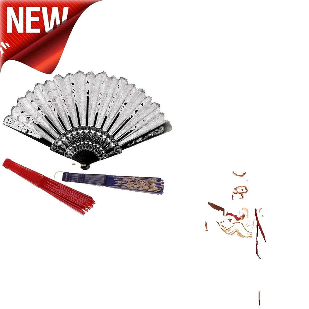 Boda ventiladores de mano Vintage 100% seda