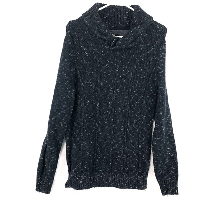 Method women s sweater small black Heather ribbed knit cowl neck w/drawstring