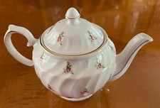 Vintage Windsor England Ceramic Swirl Pink Roses Teapot