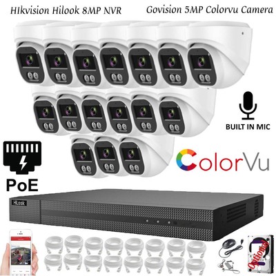 HIKVISION POE CCTV SYSTEM IP UHD 8MP NVR 4K 5MP AUDIO SMART COLORVU KAMERA KIT