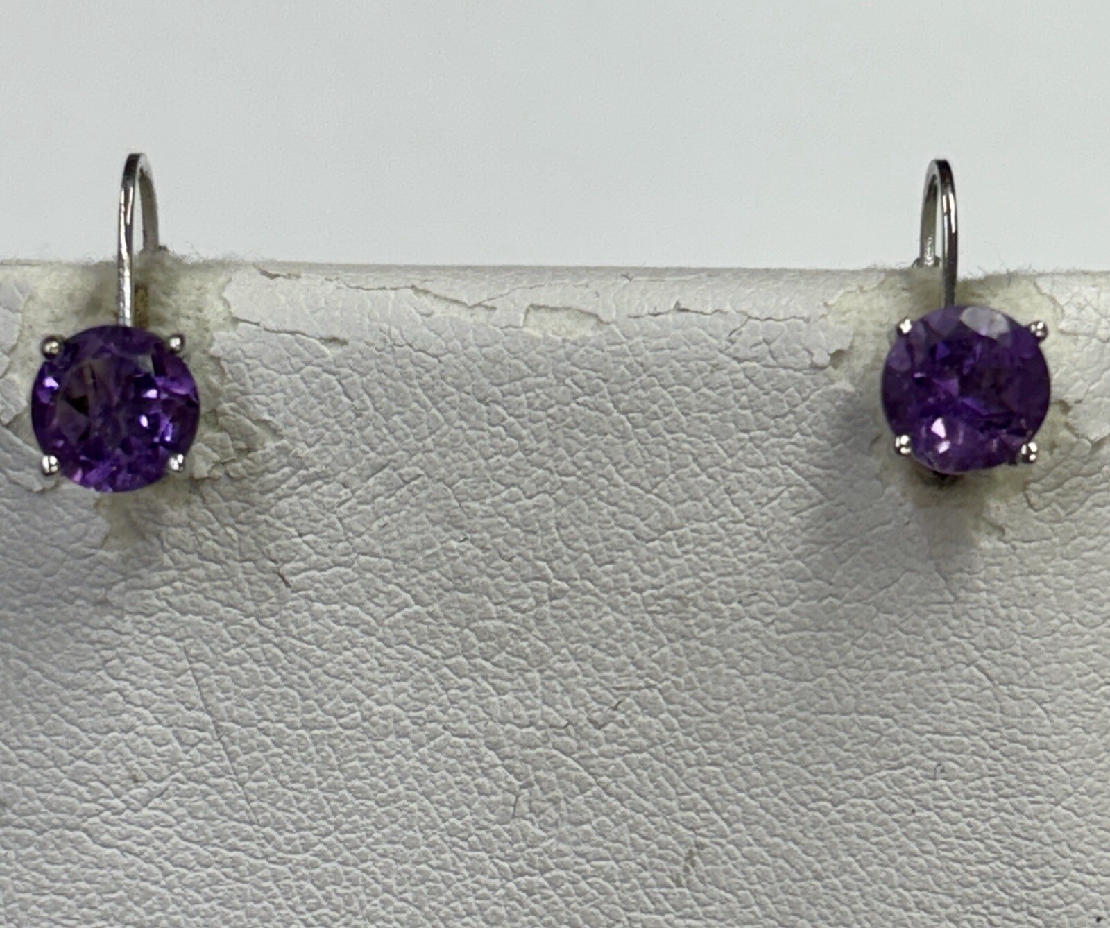 Sterling Silver Round Amethyst Dangle Earrings 3c… - image 3