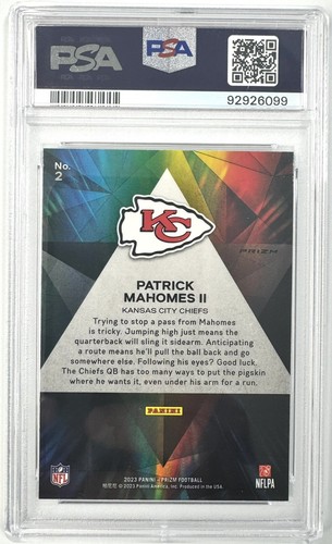 PANINI PRIZM PRIZMATIC 2023 - PATRICK MAHOMES II GREEN ICE PSA 10 GEM MINT! - Foto 2 di 2