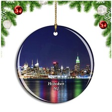 Hoboken Waterfront Walkway New Jersey US Christmas ornament city travel souvenir