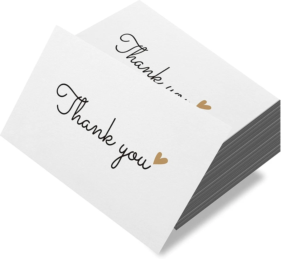 100 Pack Thank You Cards with Gold Heart Design for All Occasions, 3.5x2 Inch - Изображение 4 из 4