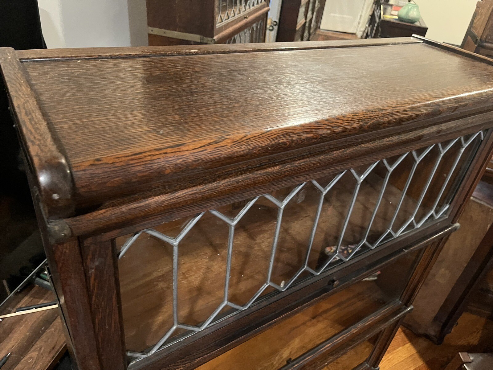 Globe Wernicke Oak Barrister Lawyers Bookcase Leaded Glass eBay