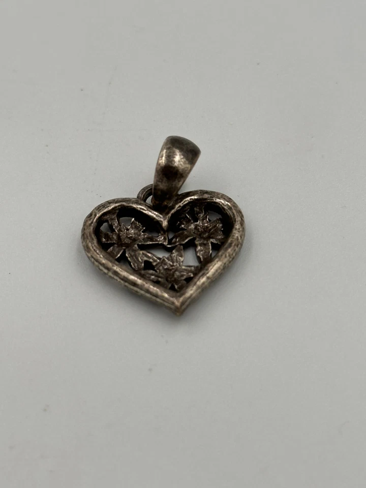 Antiker Herzförmiger Anhänger Versilbert - Bild 4 von 4