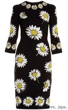 Dolce Gabbana Daisy Print Floral Cady Cocktail Dress 40 Black $2395