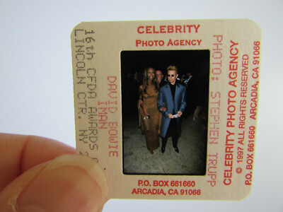 Original Press Photo Slide Negative - David Bowie & Iman - 1997 - E