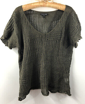 Eileen Fisher Women's Pullover Knit Sweater Short Sleeve Green XS
