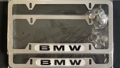 ( Set Of 2) BMW License plate frame Aluminum Silver