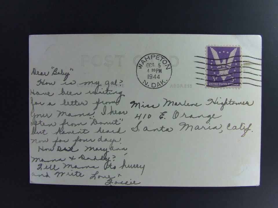 RPPC Wahpeton North Dakota ND Dakota Ave East Real Photo Postcard 1944