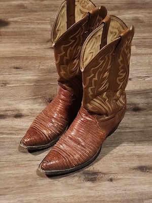 Justin Boots Brown Exotic Tegu Lizard /Style 8301 Size 9 B Peanut Brittle 