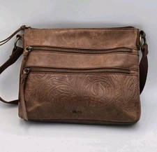 The Sak Reseda Pyrite Leaf Women's Crossbody Bag - Purse Brown Leather, Teal