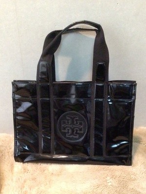 TORY BURCH Patent Leder Logo Handtasche Damen Schwarz Groß Original