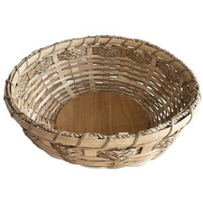 Round Rattan Storage Basket Weaving Wicker Basket Bread Fruits Food Tray 14  