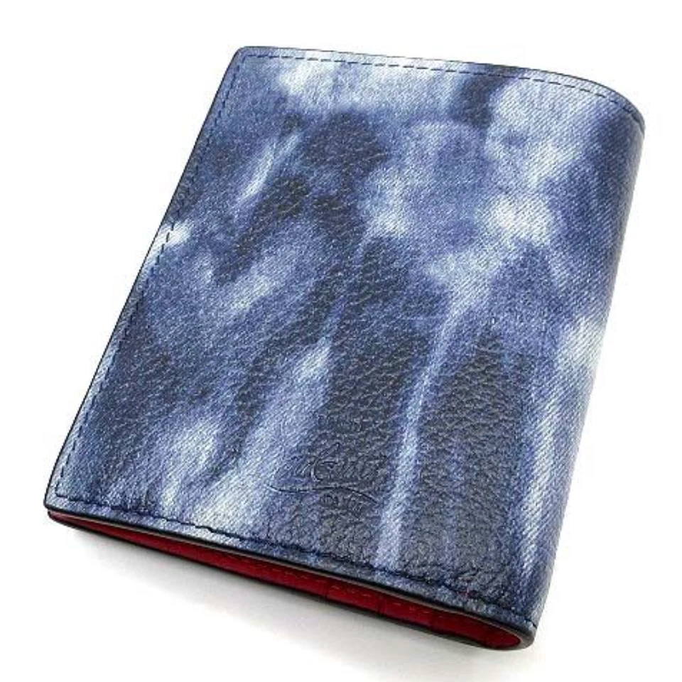 Christian Louboutin Paros Bi-fold Wallet Studs Leather Blue USED Auth #S2515 - Image 2 of 4