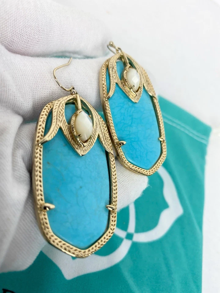 Pendientes Darby Kendra Scott Vintage Tono Dorado Y Turquesa/Blanco Foto 2 de 4