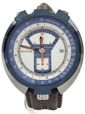 BULOVA Men's Watch Parking Meter Watches Analog Leather Silver Brown 98B390