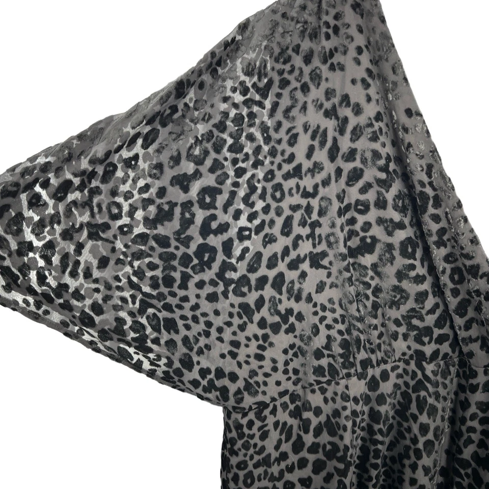 Greylin Jumpsuit Black Leopard Burnout Velvet Wide Leg Flutter Sleeve Size 2X - Image 4 of 4