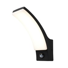 Litecraft Bengle Wall Light Outdoor Curve 12W LED With PIR Motion Sensor - Black