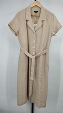 Quince Women 100% European Linen Button Front Dress Driftwood M