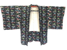 Vintage Haori Kimono Jacket Japan Silk Chirim...
