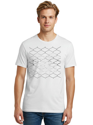 Spider-Web-On-Chain-Link-Fence Mens Graphic Tee, 100% Cotton, Casual Summer Wear