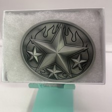 Western Oval Texas Star Vintage Metal Belt Buckle