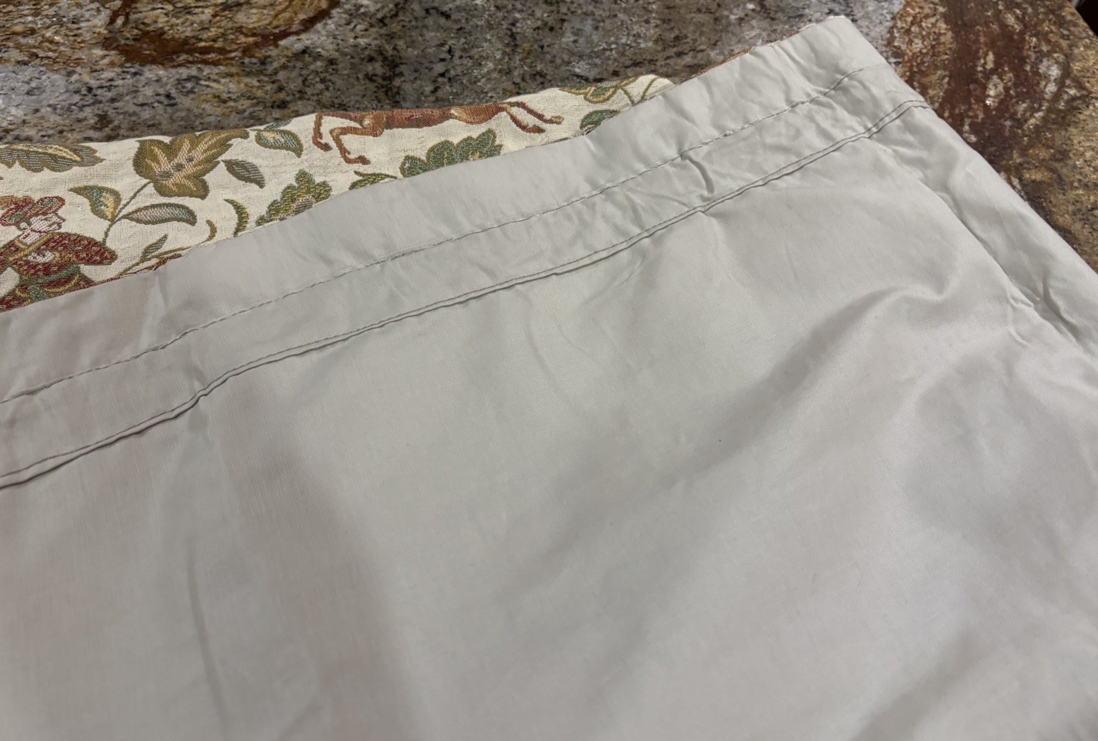 Vtg Custom Made Tapestry Valance Scalloped Fringe Asian Horse 53 X17