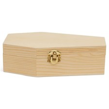 Mini Wood Coffin Box 6 inch Unfinished, Hallo...