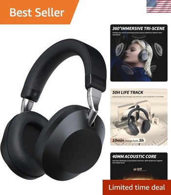 Crystal Clear Audio with Quad-Mic ANC Wireless Headphones - For Gaming & Music