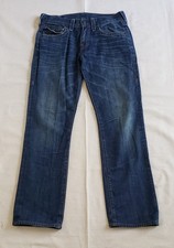 True Religion Mens 30 (32x32) Ricky Flap Blue Jeans Straight Fit Denim USA Made
