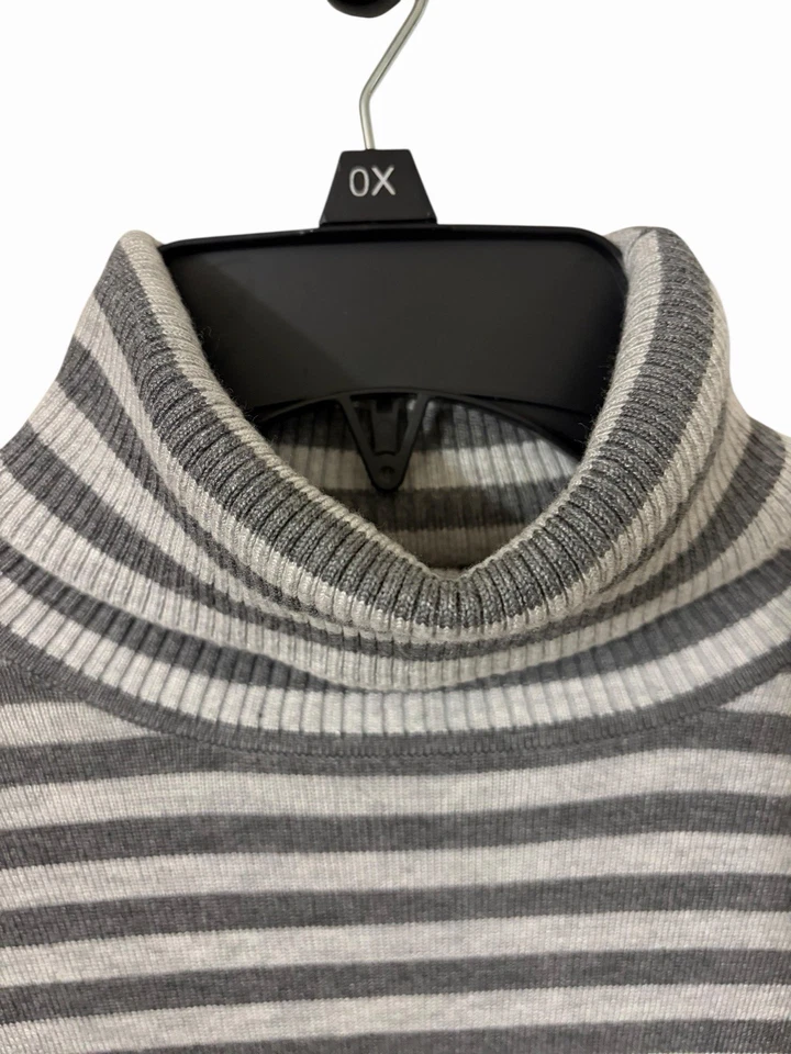 Joseph A. Gray White Striped Mock Neck Sweater XXL Soft Stretch Lightweight - Image 2 of 4