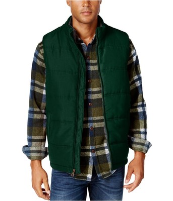 Weatherproof Mens Vintage Solid Puffer Vest, Green, Small