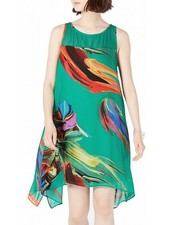 SIGNATURE Womens Green Sleeveless Below The Knee Hi-Lo Evening Dress Petites 4P
